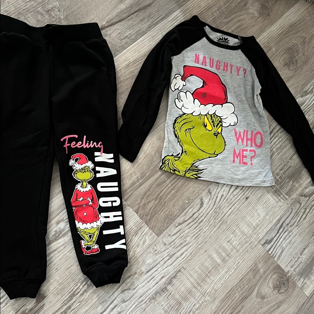 Brand new condition The Grinch ‘Naughty’ Christmas 2-pc matching top/joggers set